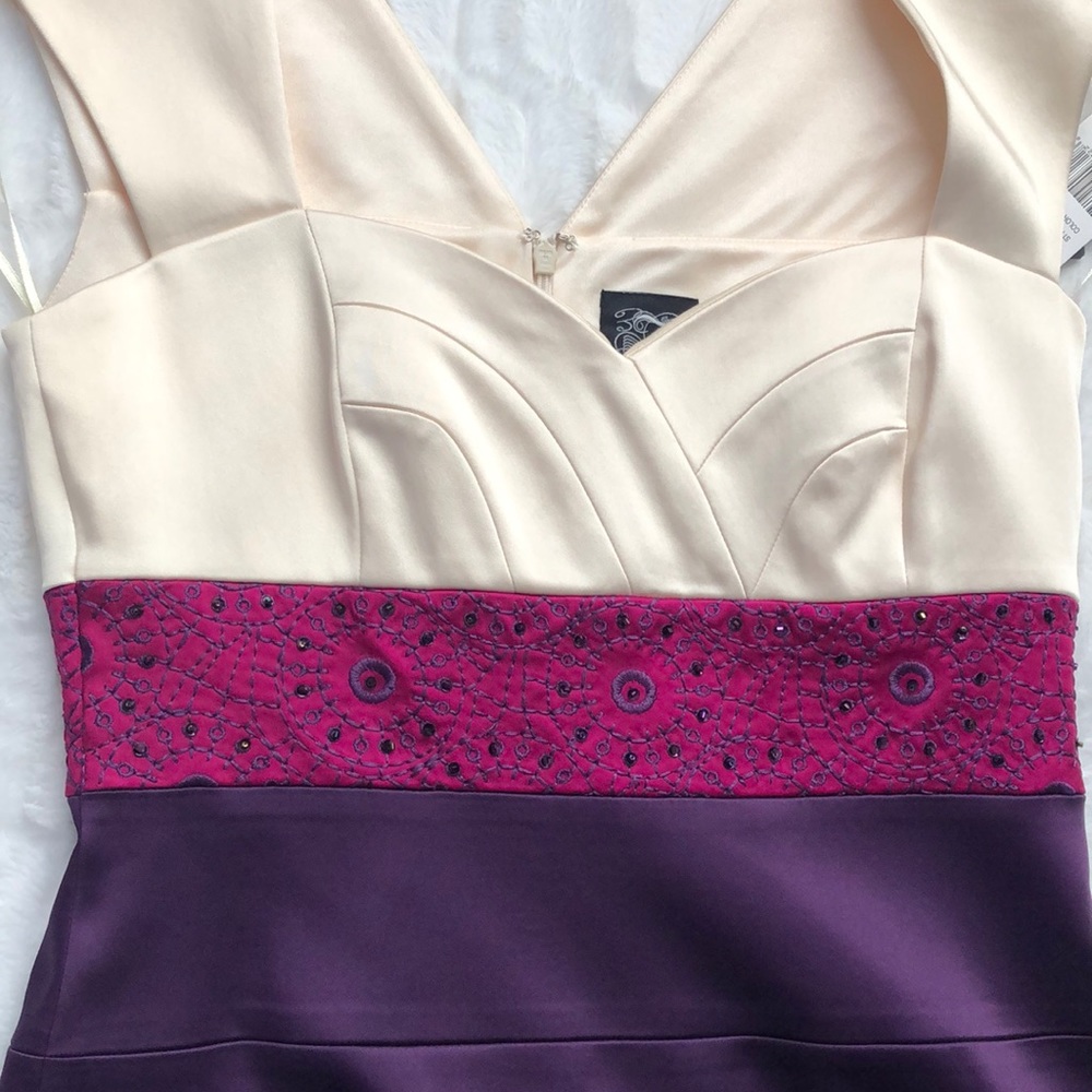 Cream & Purple Cocktail Dress - Picture 4 of 4